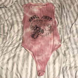 Tie-Dye Biker Tank Body Suit with a Cutout